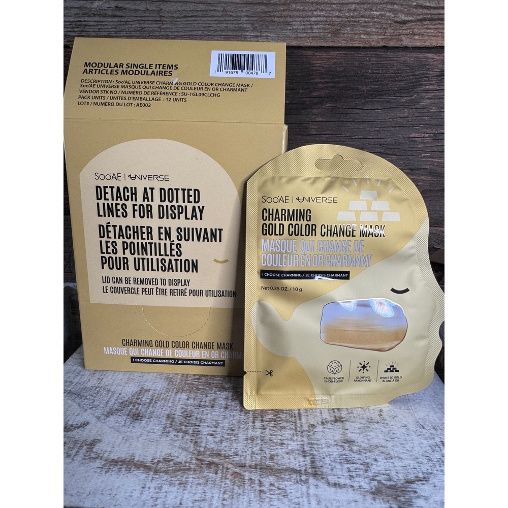 Sooae Universe Charming Gold Color Change Mask | 12-Pk Oily / Pores | MSRP $24